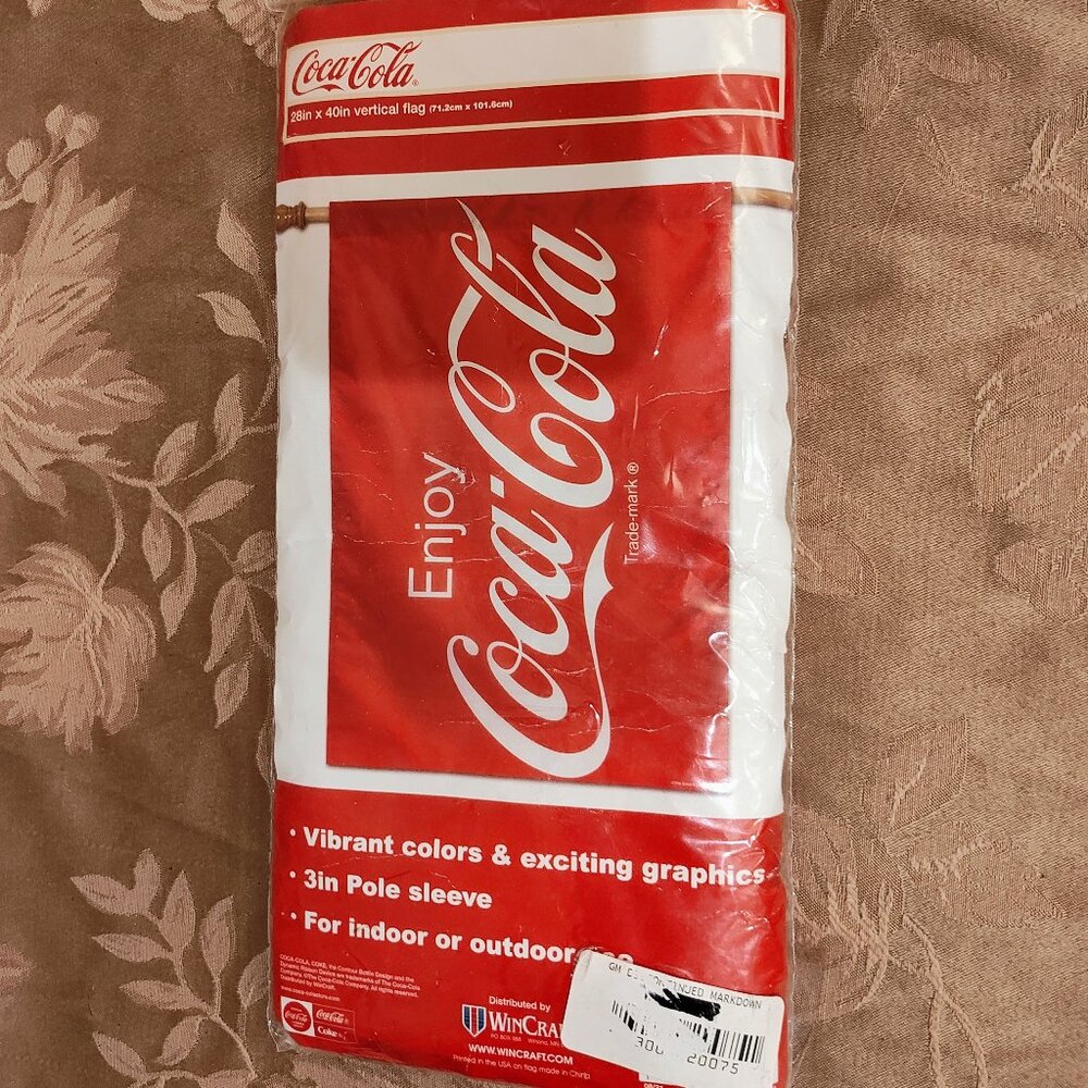 WinCraft 28in x 40in Vertical Coca-Cola Flag, New In Bag!